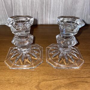 Mikasa Edinburgh Pair of Crystal Candle Stick Holders 3” Tall Made Slovenia